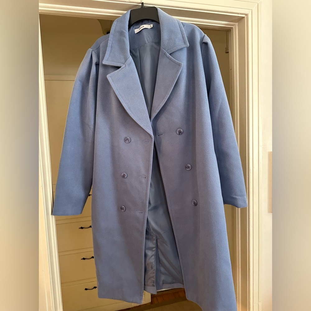 JUSTFAB oversize light blue pea coat!